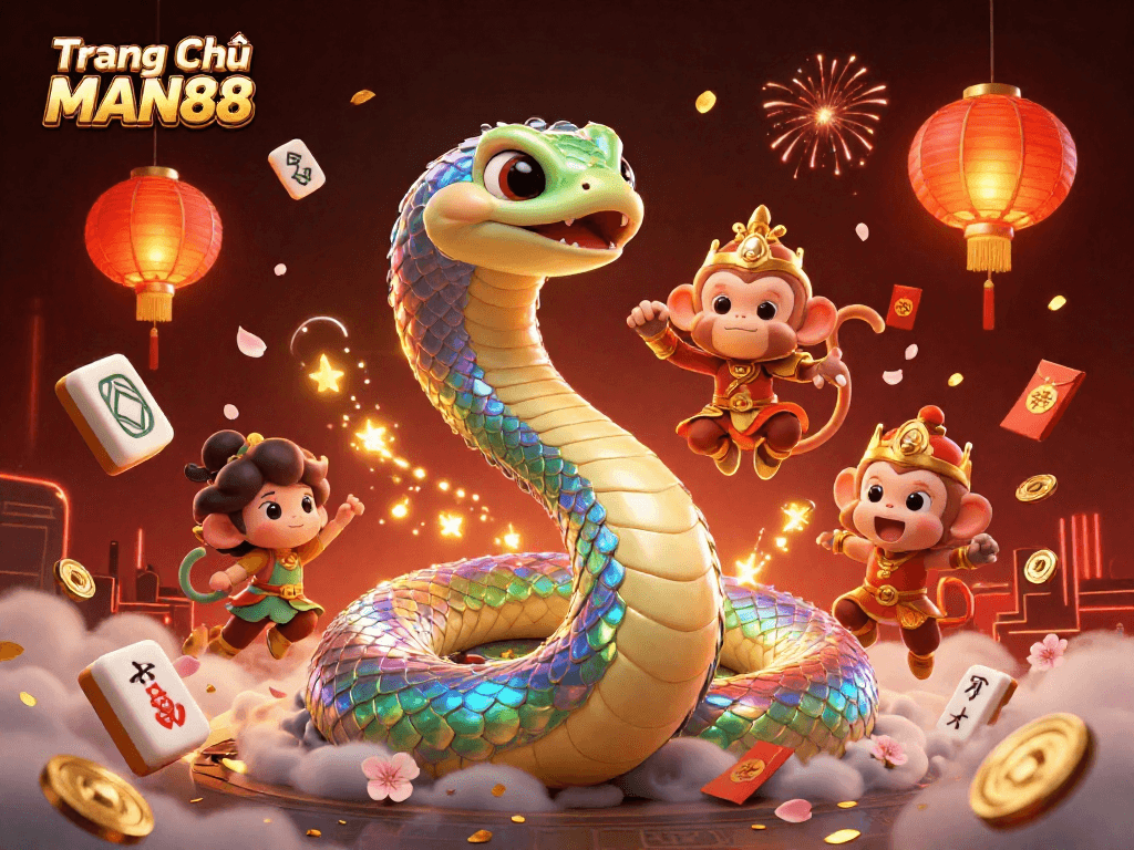 Experience the excitement of Trang Chủ MAN88 with vibrant characters and casino elements, engaging players in thrilling action.