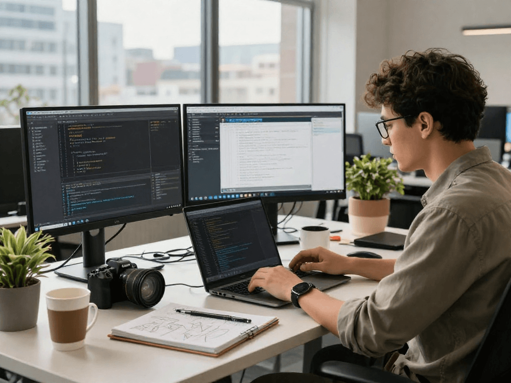 Developer menggunakan bos88 untuk menciptakan kode aplikasi dalam suasana kerja modern.