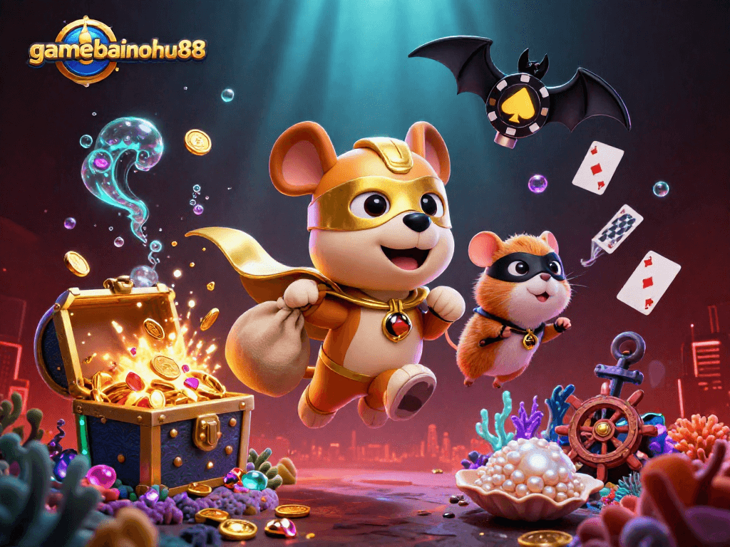 Experience thrilling gameplay with gamebainohu88's dynamic cartoon dogs and vibrant casino elements.