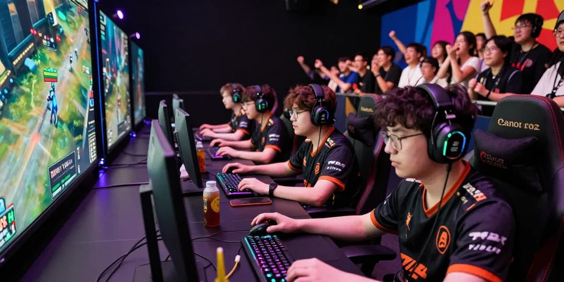 Exciting esports tournament featuring lucky77 team with vibrant atmosphere and competitive gamers.