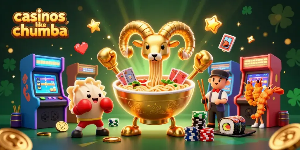 Play exciting games at casinos like chumba with a vibrant 3D casino illustration.