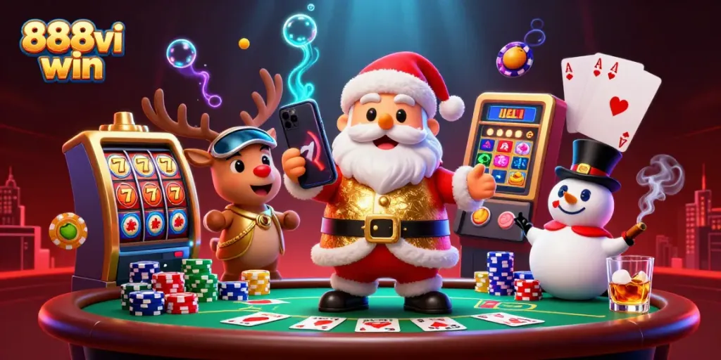 Experience the excitement of 888vi win with Santa and friends celebrating jackpot slots!