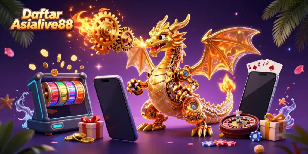 Engage with Daftar Asialive88 and explore vibrant casino games featuring a golden dragon and thrilling elements