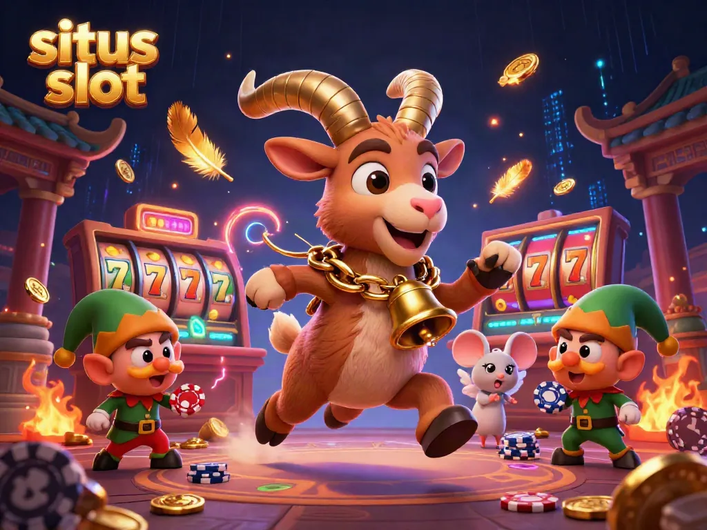 Permainan menarik di situs slot dengan karakter unik di kasino bertema, penuh warna.