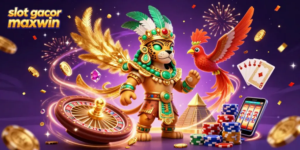 Experience the excitement of slot gacor maxwin with cascading coins and vibrant game elements in a 3D digital scene.