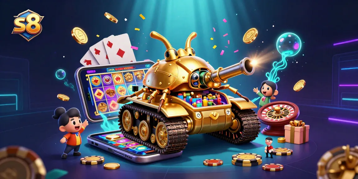 Experience thrilling gameplay at s8 with a vibrant scene of a mini casino inside a golden beetle tank.