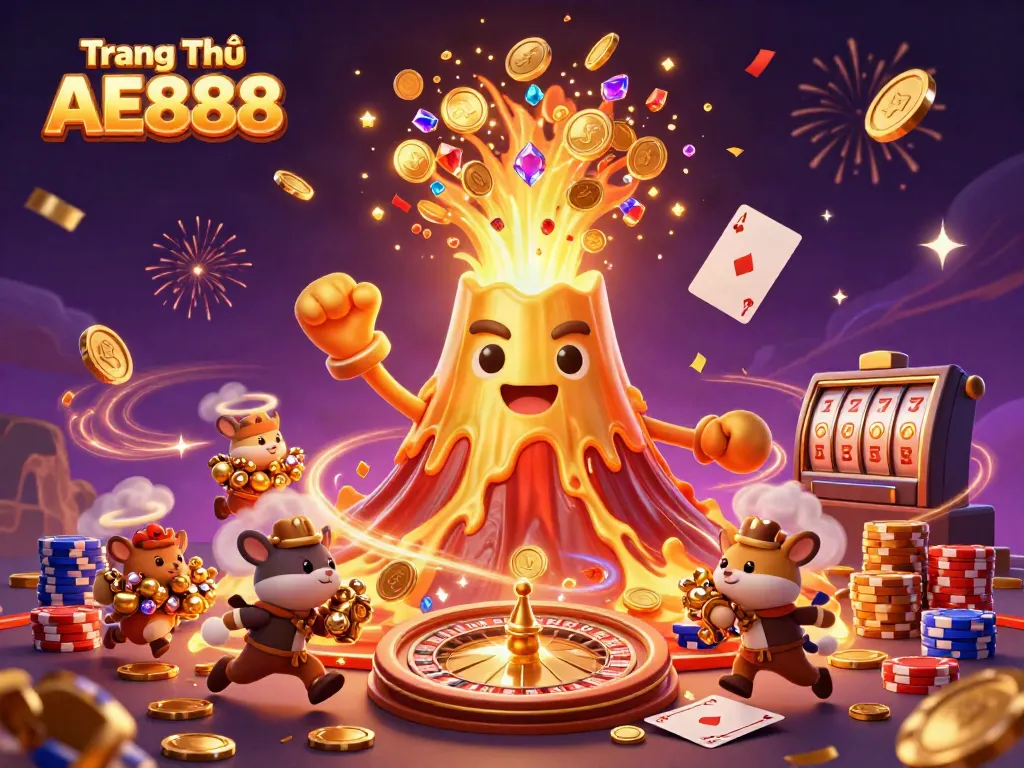 Experience the thrill of Trang Chủ AE888 with vibrant casino elements and exciting visuals!