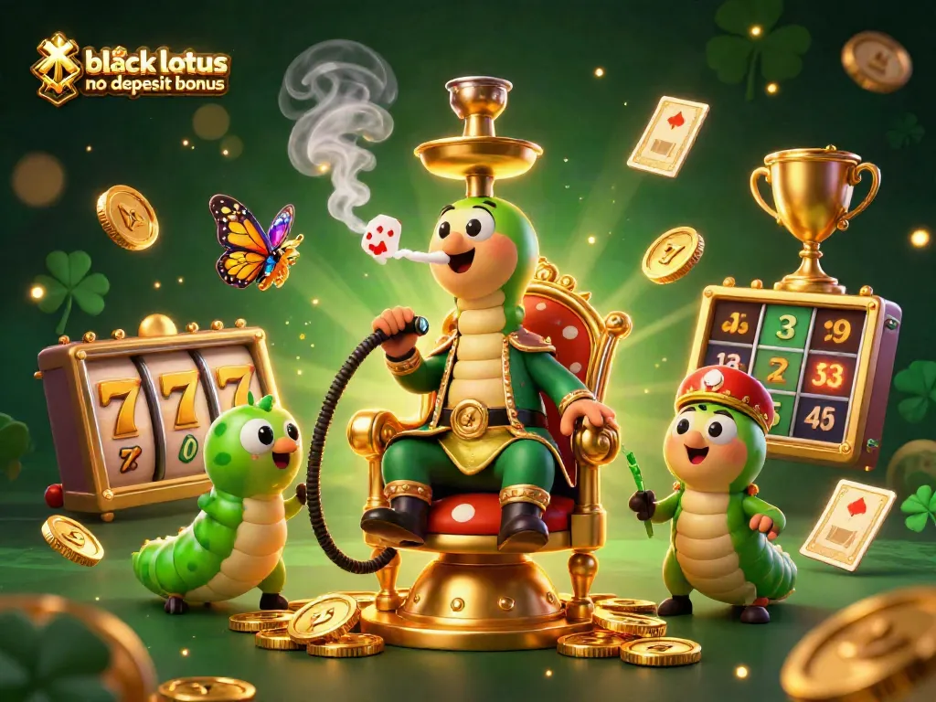 Claim the black lotus casino no deposit bonus with thrilling slot features in this vibrant 3D scene.