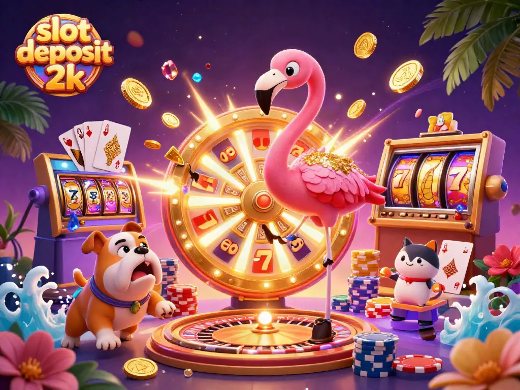 Experience the excitement of slot deposit 2k with vibrant casino elements and dynamic characters.