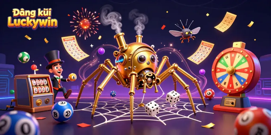 Engage with the excitement of Đăng ký Luckywin, featuring a captivating steampunk scene with dynamic gaming elements.