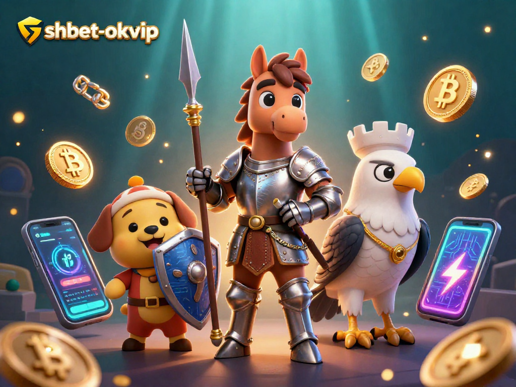 Engage with shbet-okvip's vibrant 3D gaming universe filled with crypto coins and medieval elements.