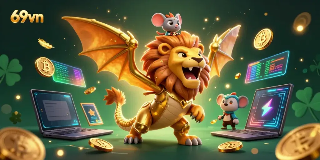 Experience the thrill of winning with 69vn's dynamic online casino gaming featuring vibrant 3D elements.