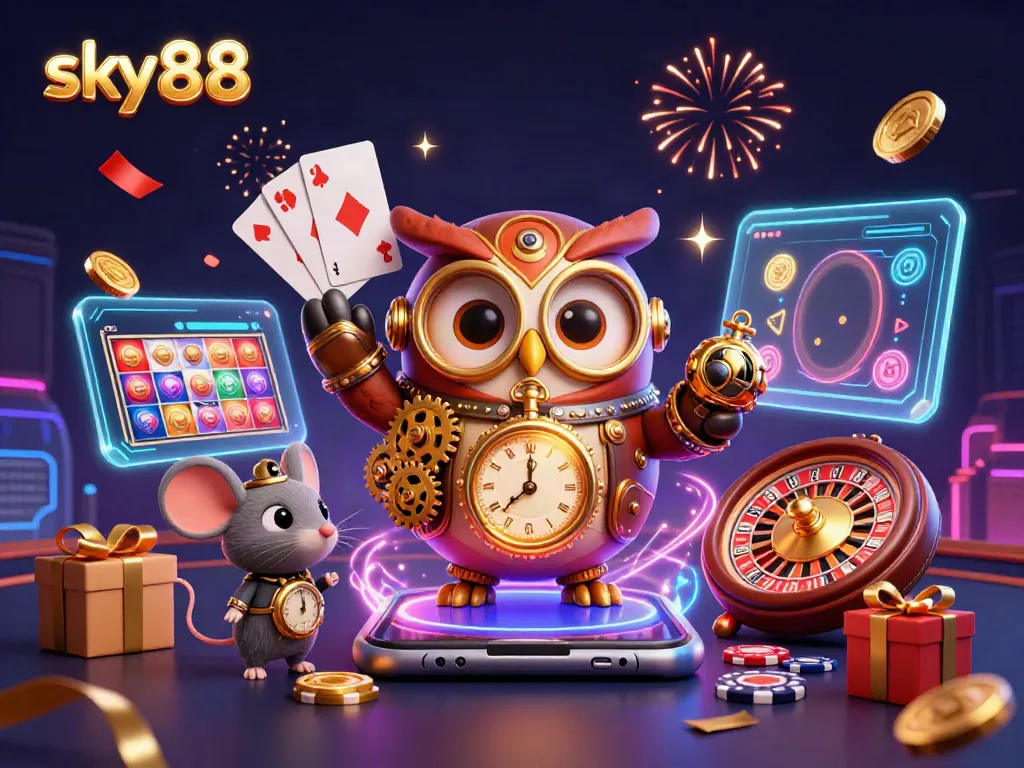sky88 offers a vibrant, immersive casino experience with animated characters and game elements
