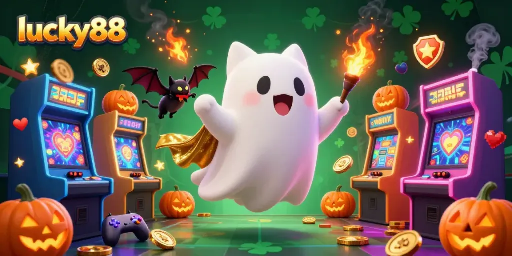 Engage with the exciting world of lucky88, featuring vibrant ghostly characters and dynamic casino elements.