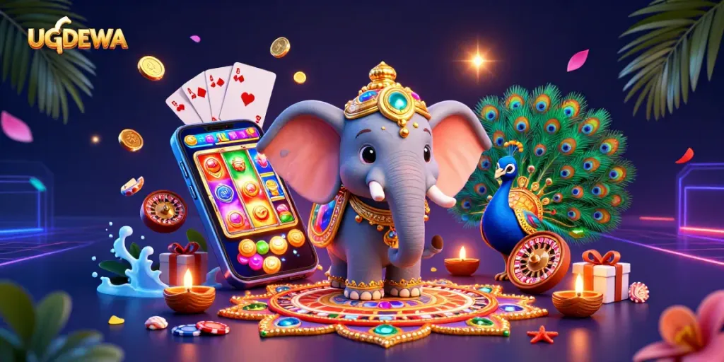 Engage in the thrilling world of UGDEWA with vibrant slot games and dynamic casino elements.