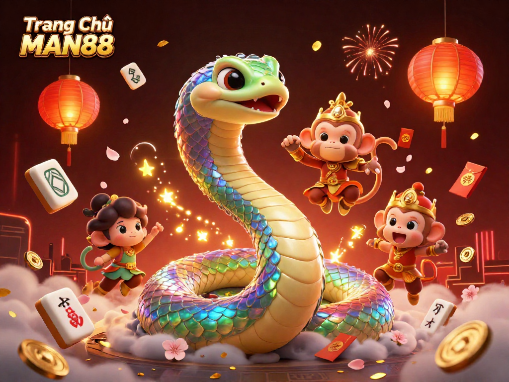 Experience the excitement of Trang Chủ MAN88 with vibrant characters and casino elements, engaging players in thrilling action.