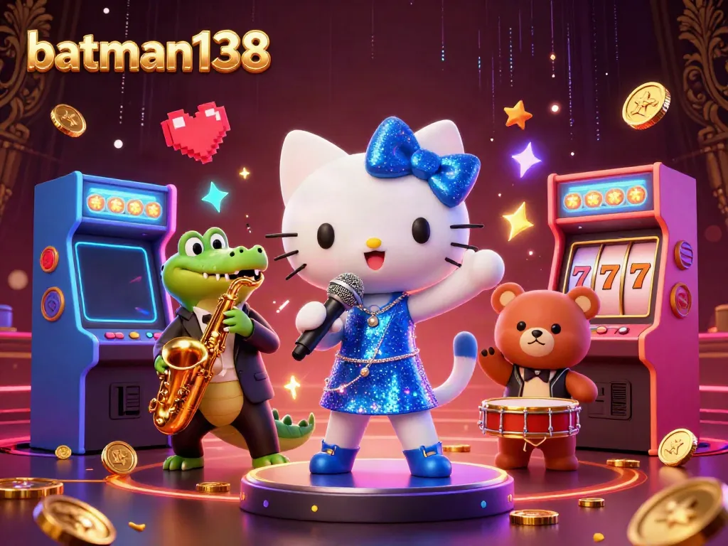 Experience the vibrant gameplay action at batman138 with a colorful 3D casino scene featuring unique characters.