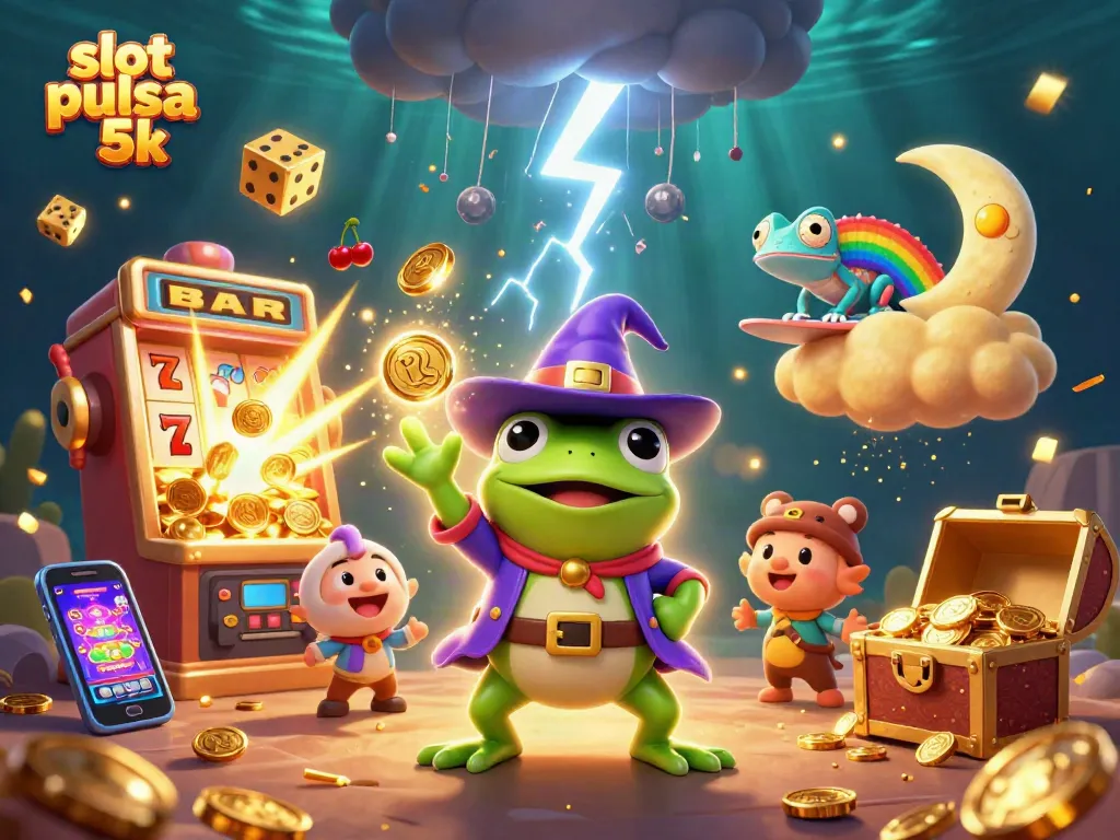 Experience the thrill of slot pulsa 5k with vibrant characters and dynamic casino elements.