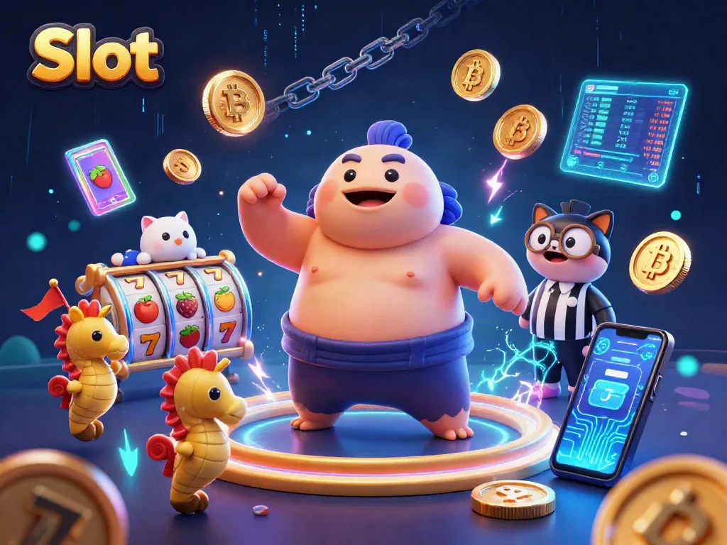 Spin the Slot with vibrant fugu and cosmic crypto elements for a gaming experience!