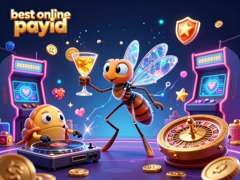 Engage with the best online pokies Australia PayID featuring a vibrant casino scene with unique characters and gaming elements.