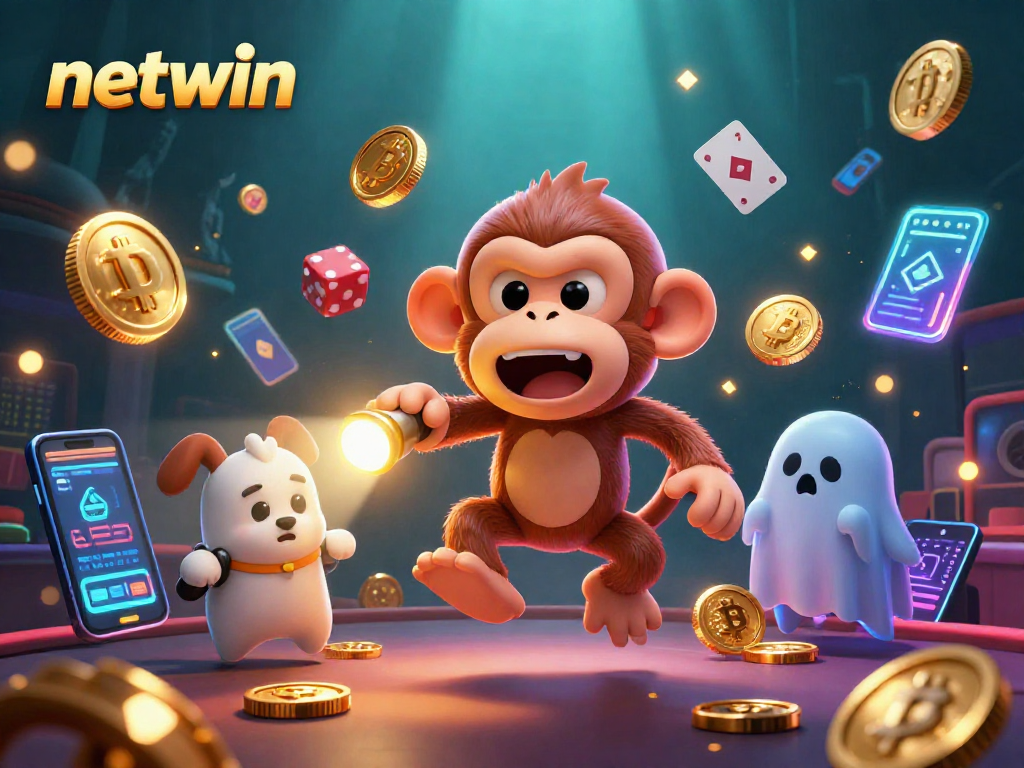 Experience the thrill of netwin with a playful poltergeist and ghost-hunter puppy in a haunted casino.