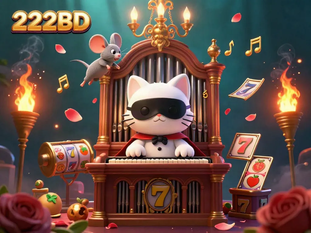 Engage with 222BD games featuring a phantom cat and vibrant casino elements in a dynamic scene.