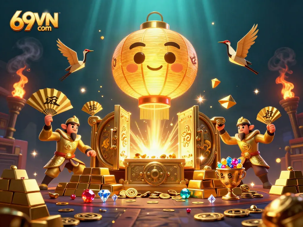 Experience thrilling gameplay at 69VN com with a rich blend of casino elements and glowing treasures.