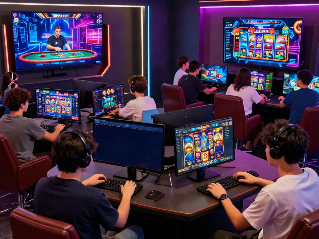 Players exploring diverse games on QQMACAN platform in a vibrant gaming environment.