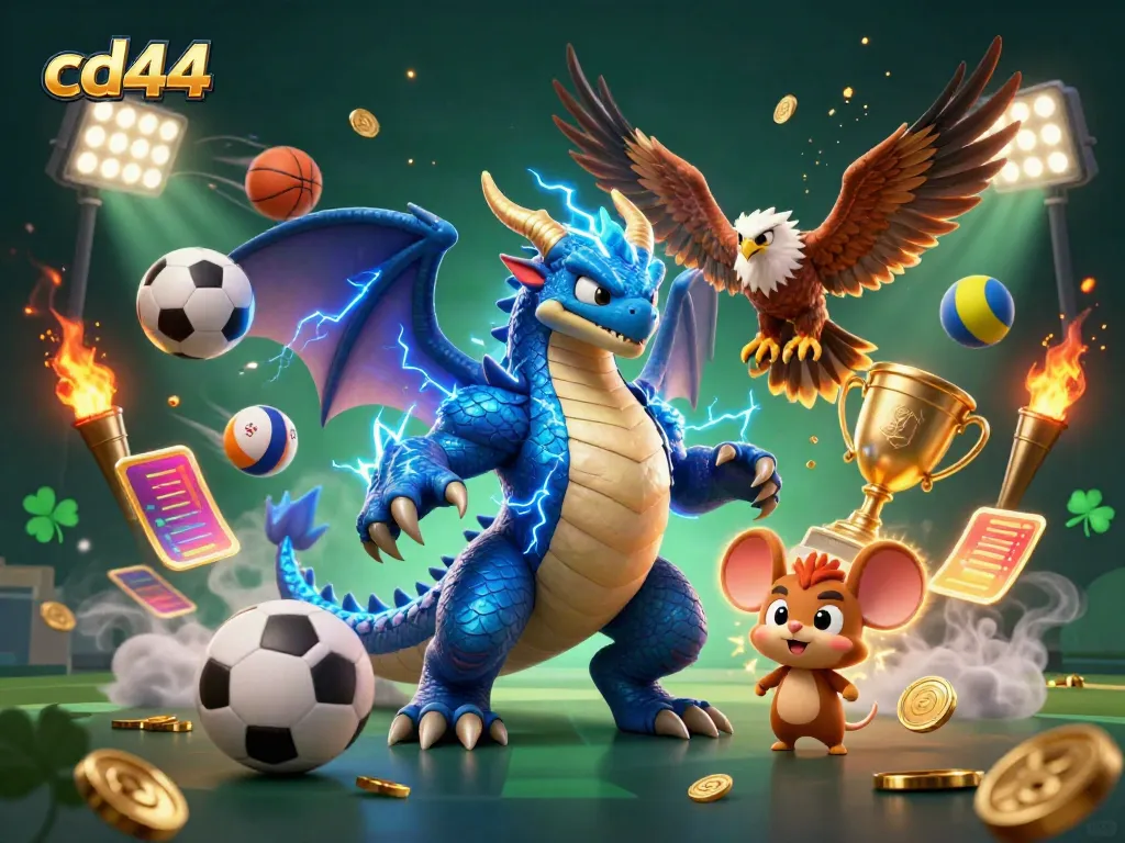 Engage with thrilling sports betting at cd44 with vibrant casino elements and dynamic characters.