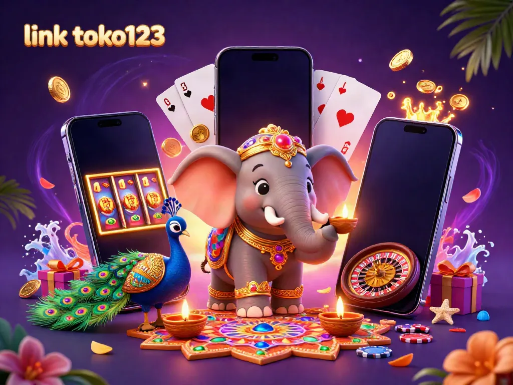 Engage with the vibrant slot experience at link toko123 through a stunning 3D casino scene.