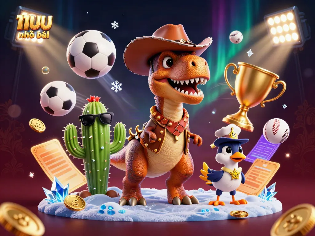 Engaging depiction of 11UU nhà cái, highlighting dynamic sports elements and vibrant characters in a casino setting.