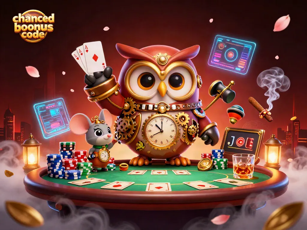 Spin for wins with chanced casino bonus code in vibrant 3D illustration of fantasy casino elements.