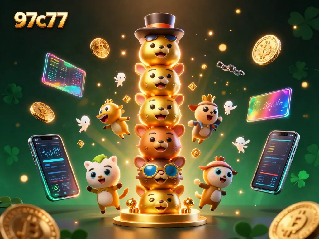 Engage with 97c77's thrilling gaming scene featuring dynamic casino elements and vibrant characters.