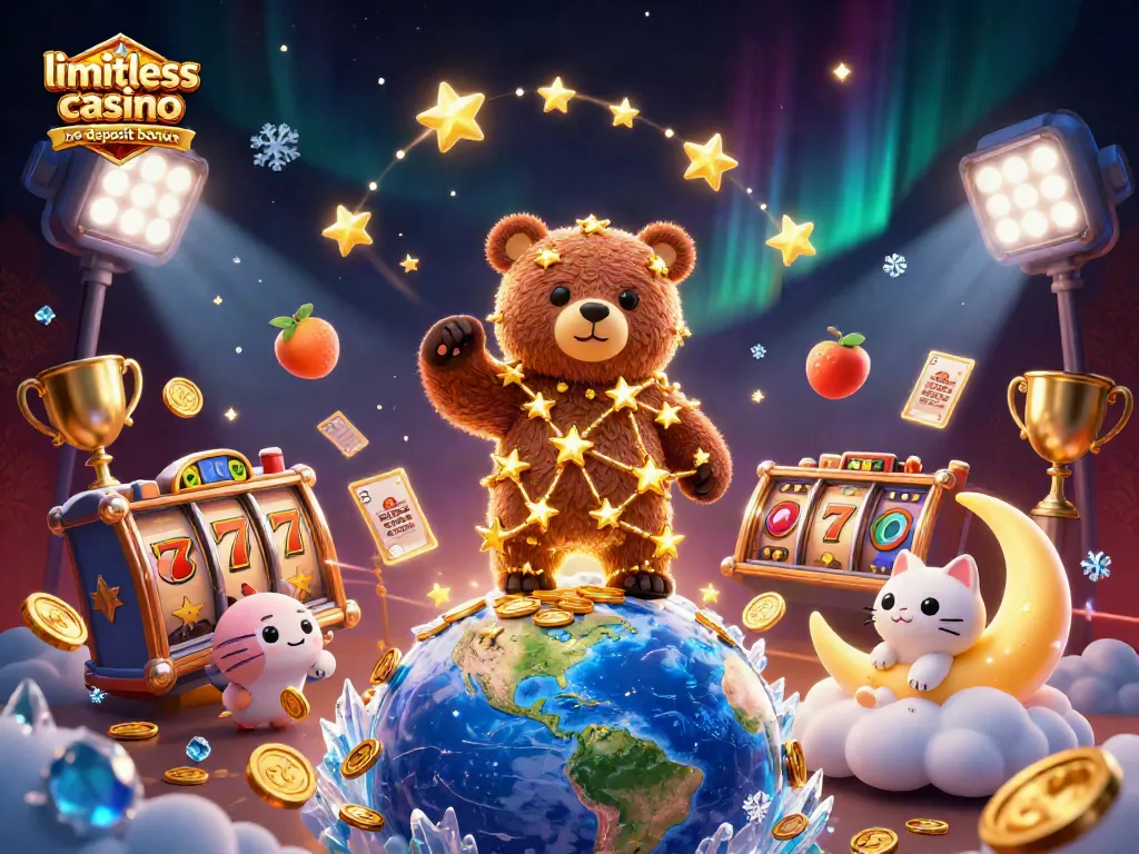 Spin and win with limitless casino no deposit bonus in a rich, vibrant 3D casino scene.