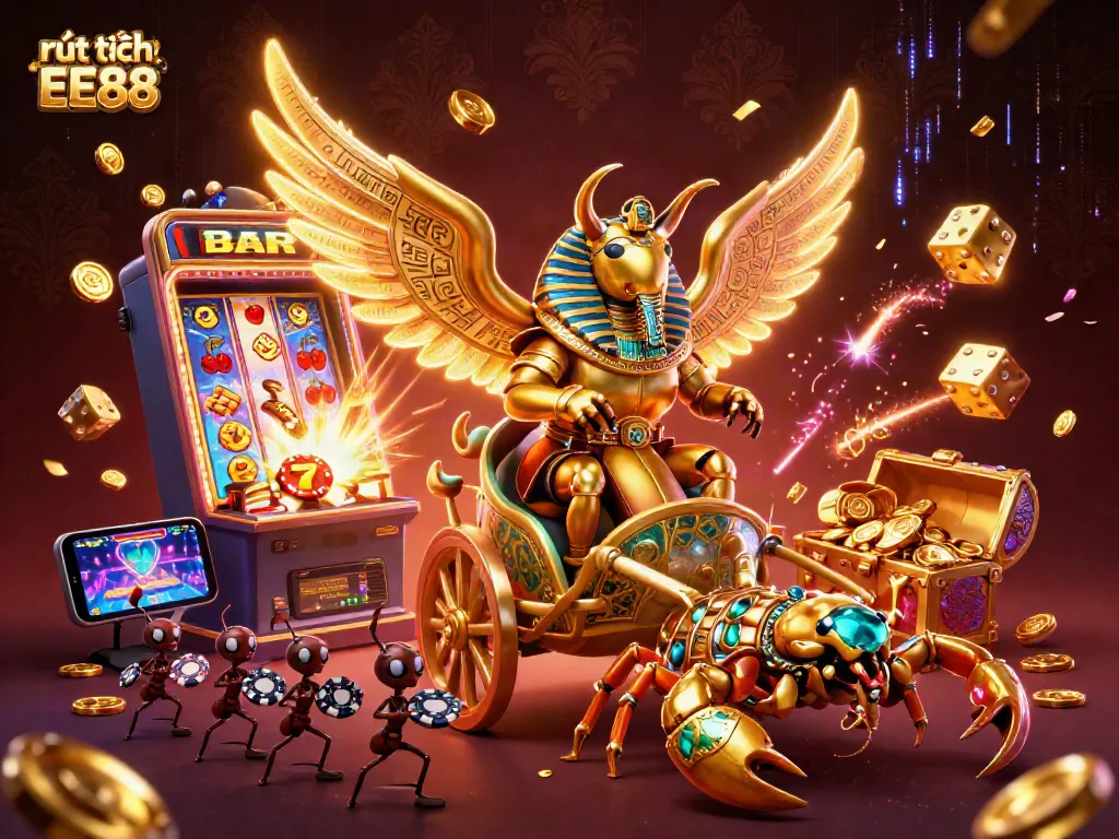 Experience rút tiền EE88 with vibrant casino action in this dynamic 3D illustration.
