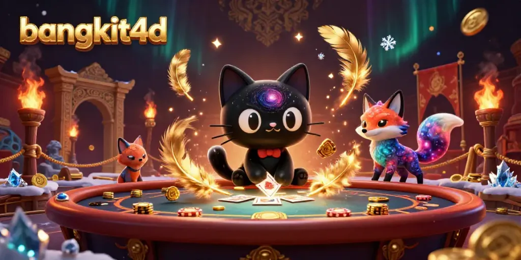 Bermain di bangkit4d dengan kucing hitam galaksi dan rubah nebula dalam kasino yang kaya warna.