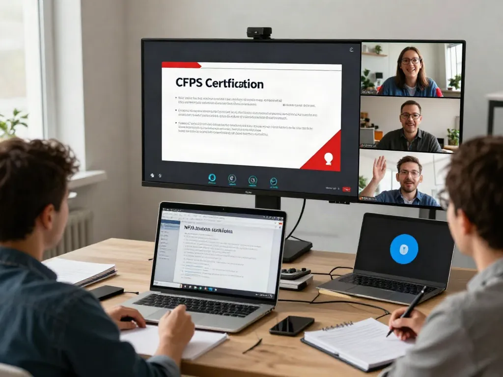 CFPS Certification Saudi Arabia virtual training session with diverse professionals engaging in NFPA standards.