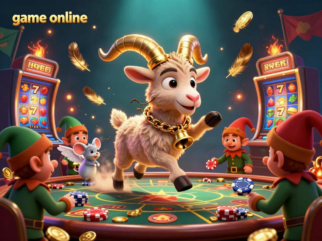 Experience the thrill of 'game online' at a casino featuring cartoon characters and vibrant slot machines.