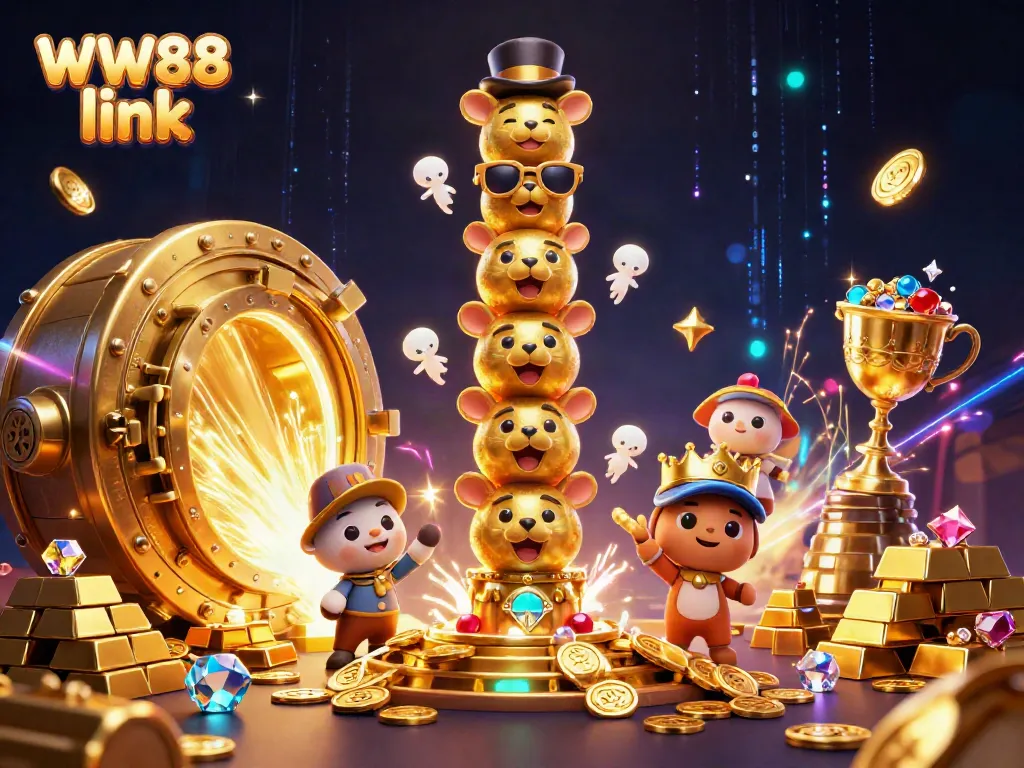 Experience the excitement with WW88 link in a dynamic casino scene featuring golden treasures