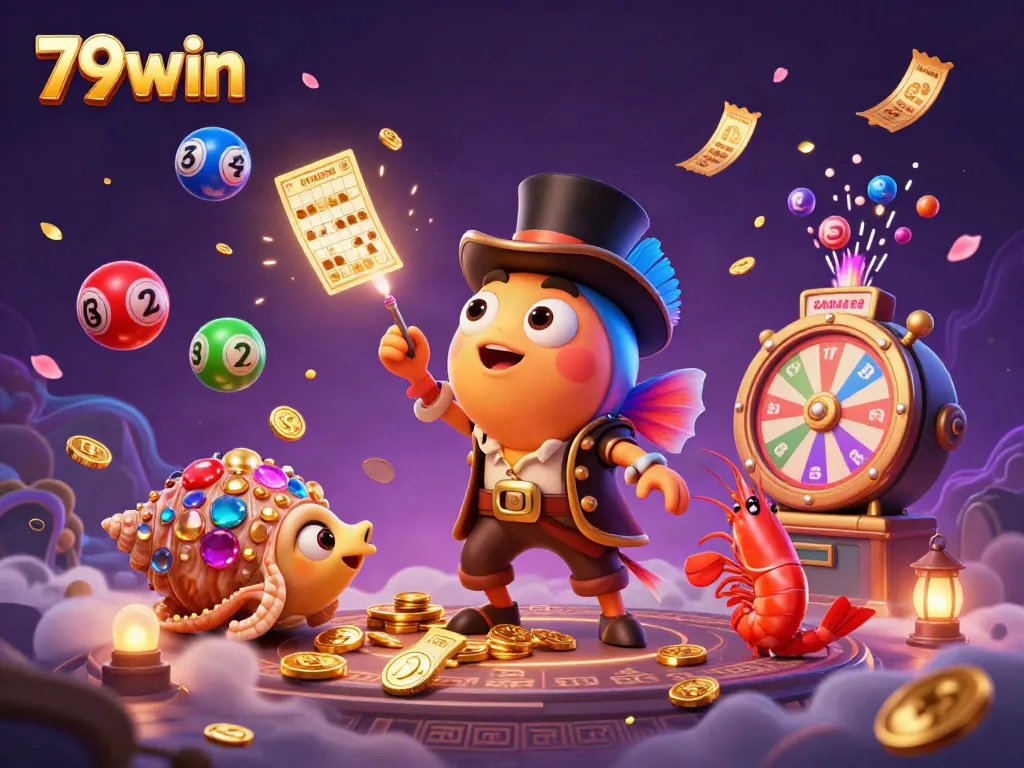 Engage with the vibrant 79win experience, attracting golden coins in a dynamic underwater casino scene.