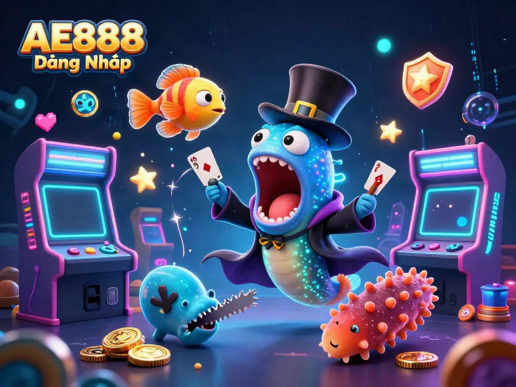 Experience AE888 Đăng Nhập with a magical underwater casino scene showcasing playful characters and enchanting game elements.