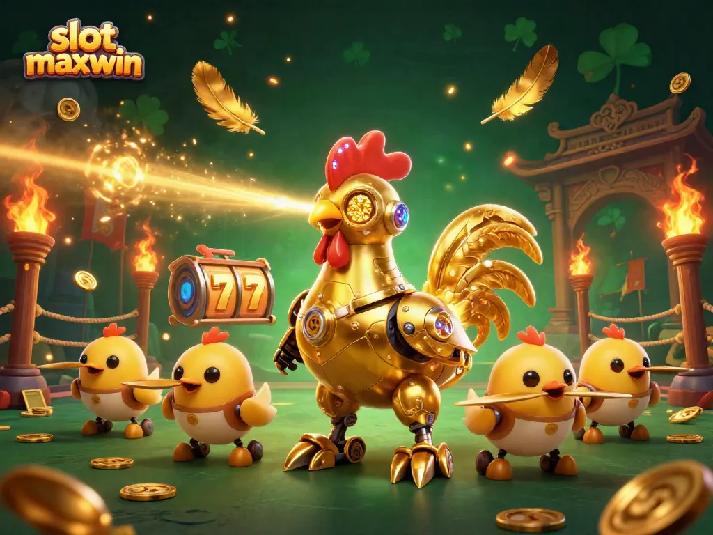Spin jackpot reels with slot maxwin effects in a vibrant 3D casino illustration.